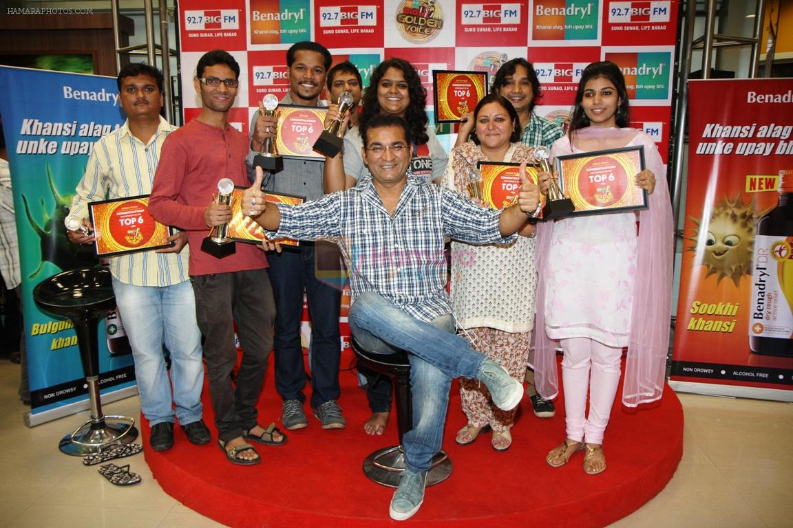 Abhijeet Bhattacharya along with Top 6 contestants at the launch of _Benadryl BIG Golden Voice_ singing reality show at 92.7 BIG FM