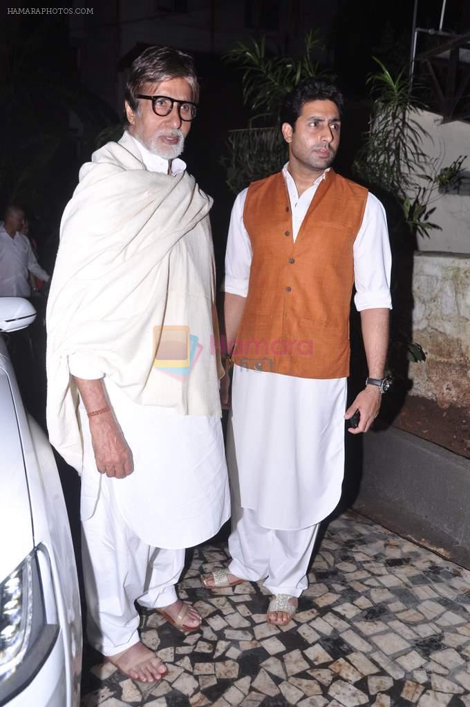 Amitabh Bachchan, Abhishek Bachchan at Shaad Ali's Eid bash in Juhu, Mumbai on 9th Aug 2013