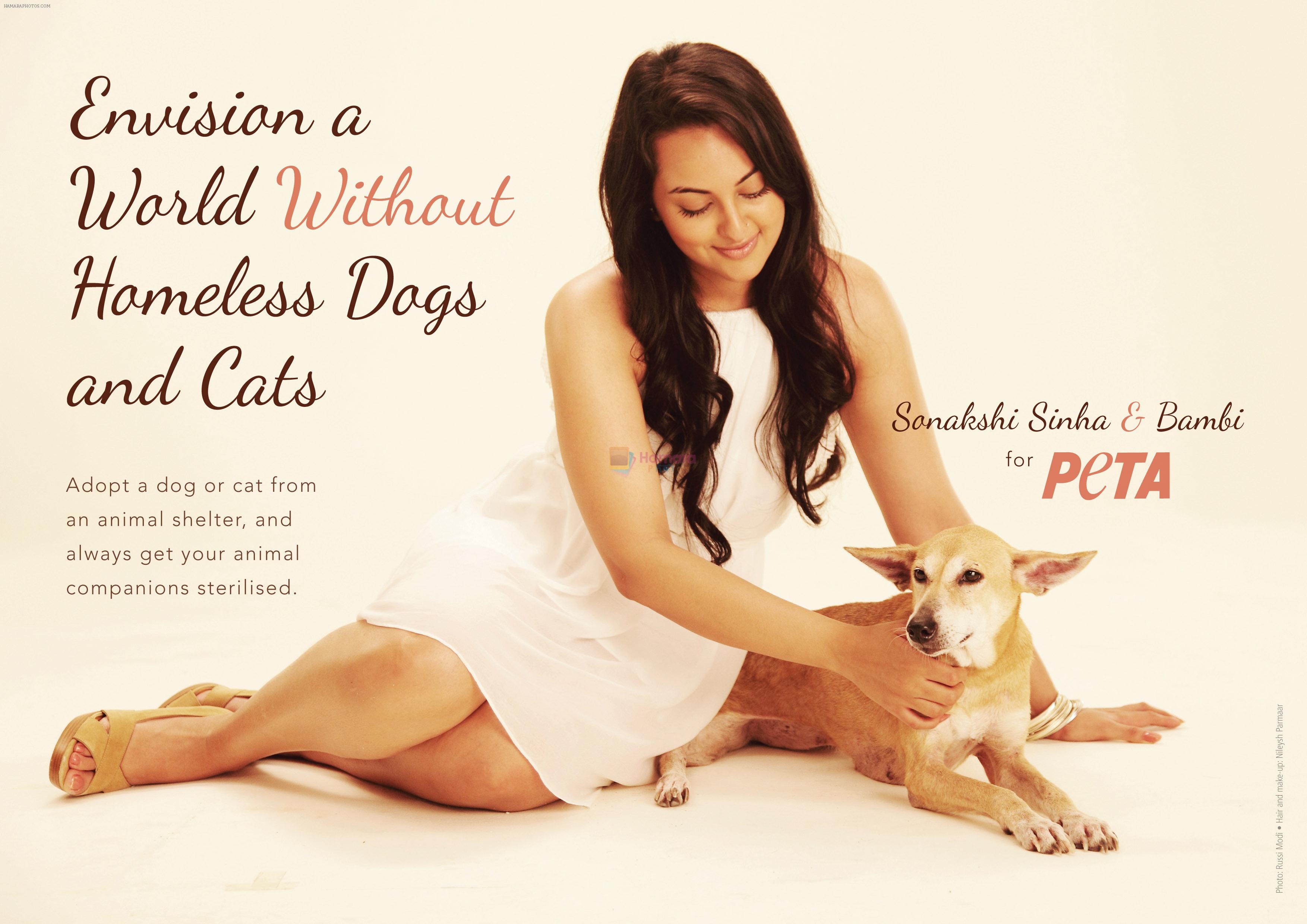 Sonakshi Sinha stars in a brand-new print ad for People for the Ethical Treatment of Animals