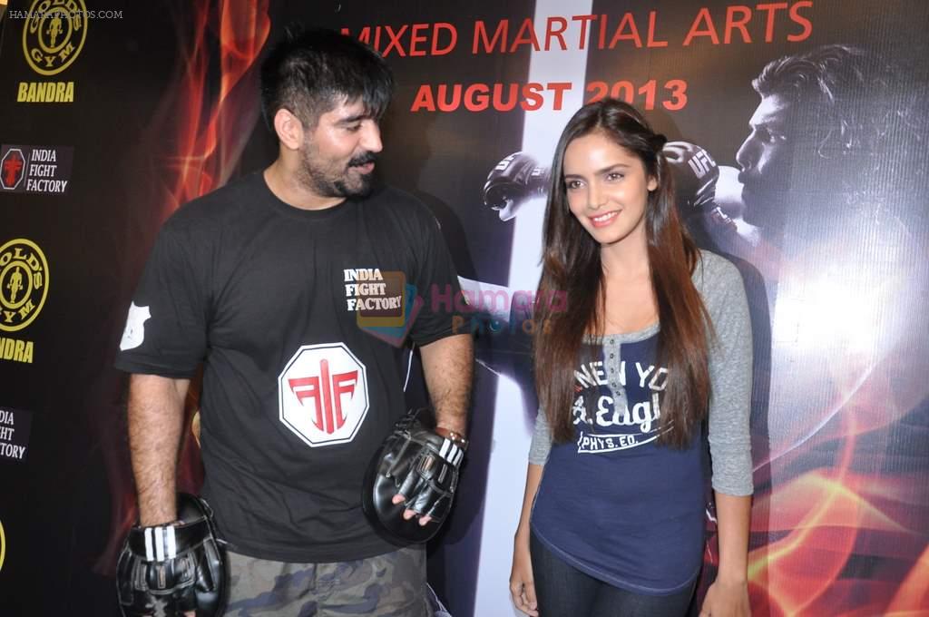 Shazahn Padamsee at Gold Gym's Mixed Martial arts event in Bandra, Mumbai on 13th Aug 2013