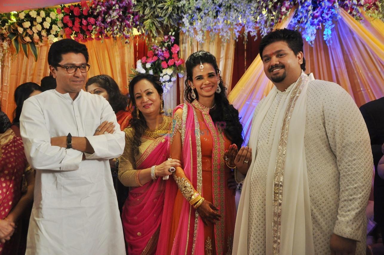Raj Thackeray, Smita Thackeray, Aditi Redkar & Rahul Thackeray at Rahul Thackeray-Aditi Redkar engagement ceremony