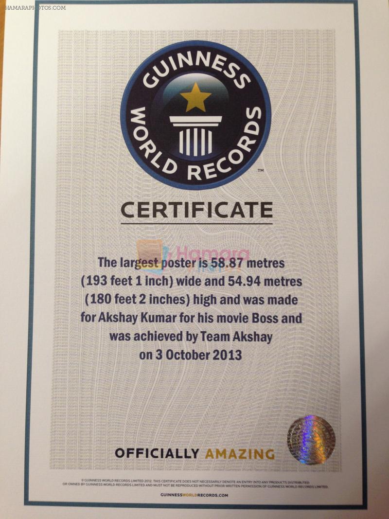 Guinness World Record Certificate for Boss Poster