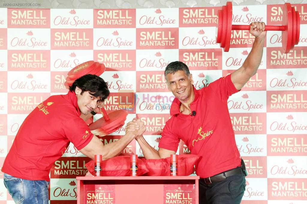 Milind Soman and Vidyut Jamwal Launch of old Spice's new deodrant in new delhi on 15th Oct 2013