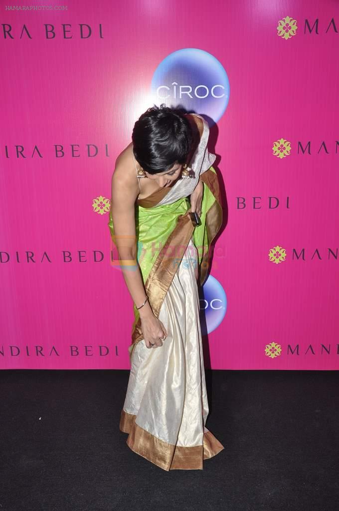 Mandira Bedi at the launch of Mandira Bedi's saree line in Khar, Mumbai on 26th Oct 2013