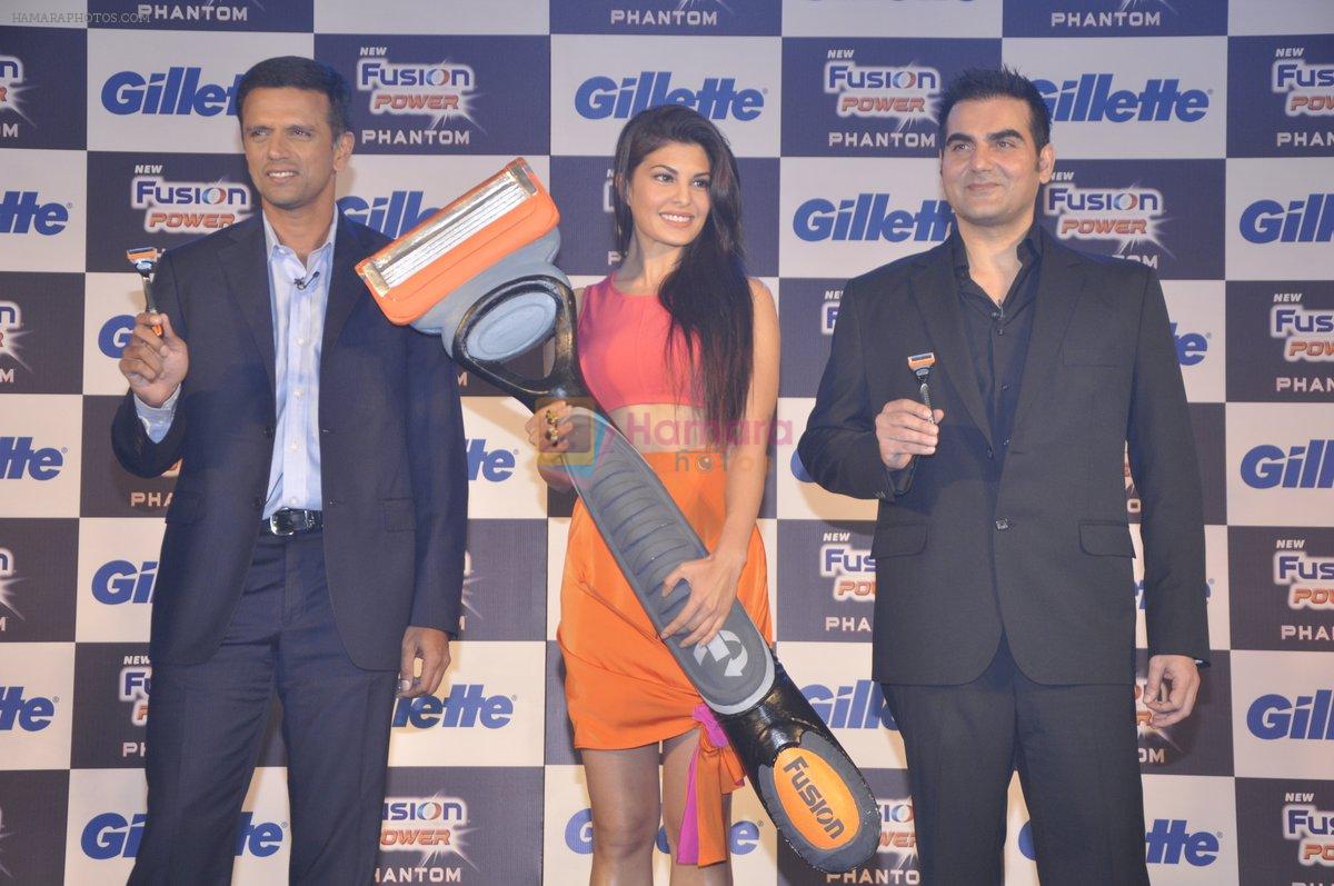 Jacqueline Fernandez, Rahul Dravid and Arbaaz Khan launch the new Gillette in Mumbai on 28th Oct 2013