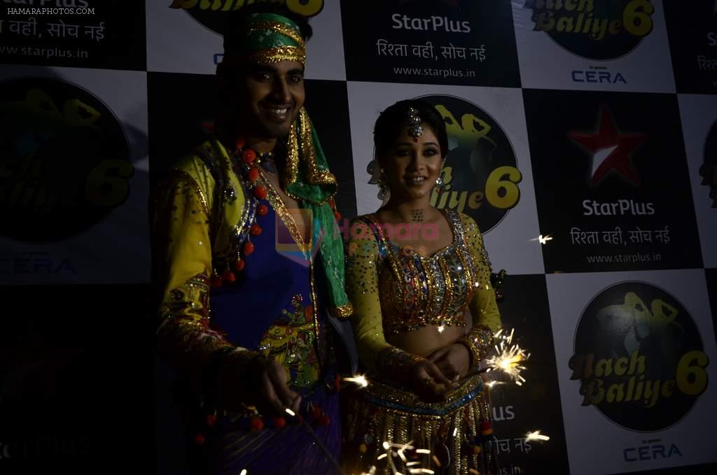 at the celebration of Diwali on the sets of Nach Baliye in Filmistan, Mumbai on 31st Oct 2013