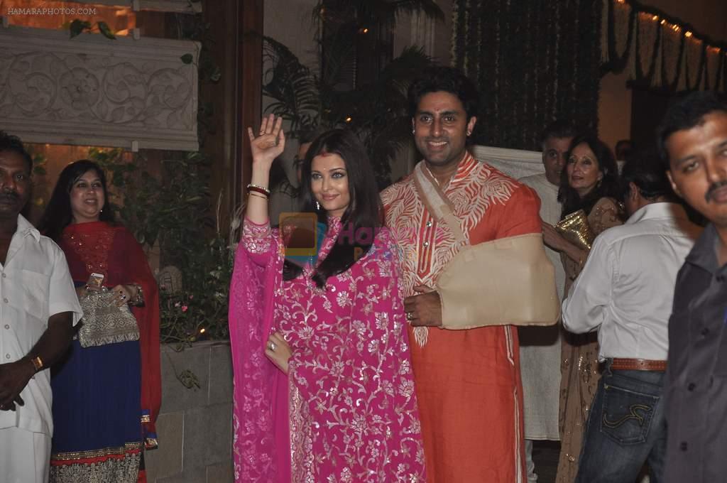 Abhishek Bachchan, Aishwarya Rai Bachchan at Amitabh Bachchan's diwali Bash in Mumbai on 3rd Nov 2013
