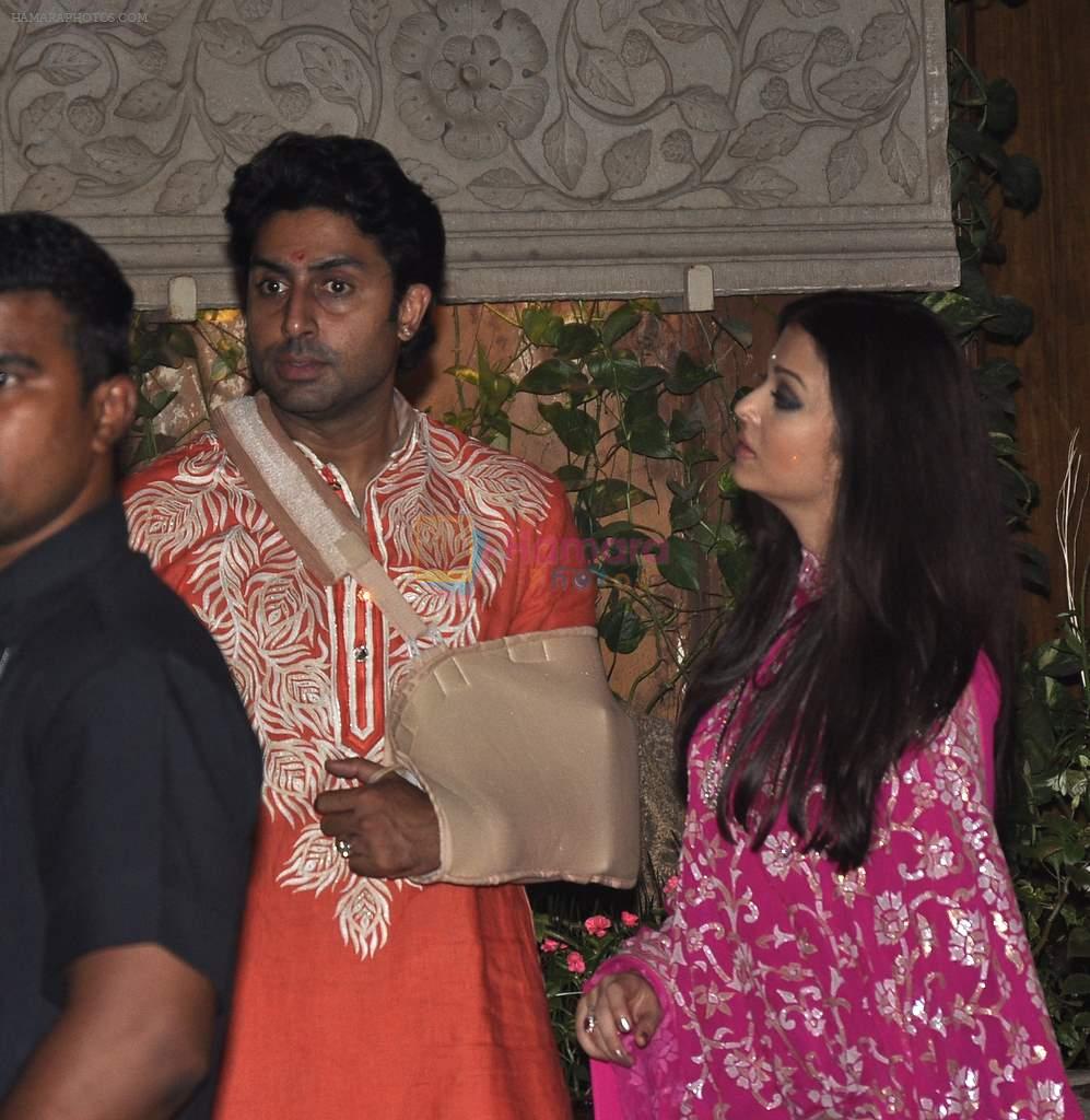 Abhishek Bachchan, Aishwarya Rai Bachchan at Amitabh Bachchan's diwali Bash in Mumbai on 3rd Nov 2013