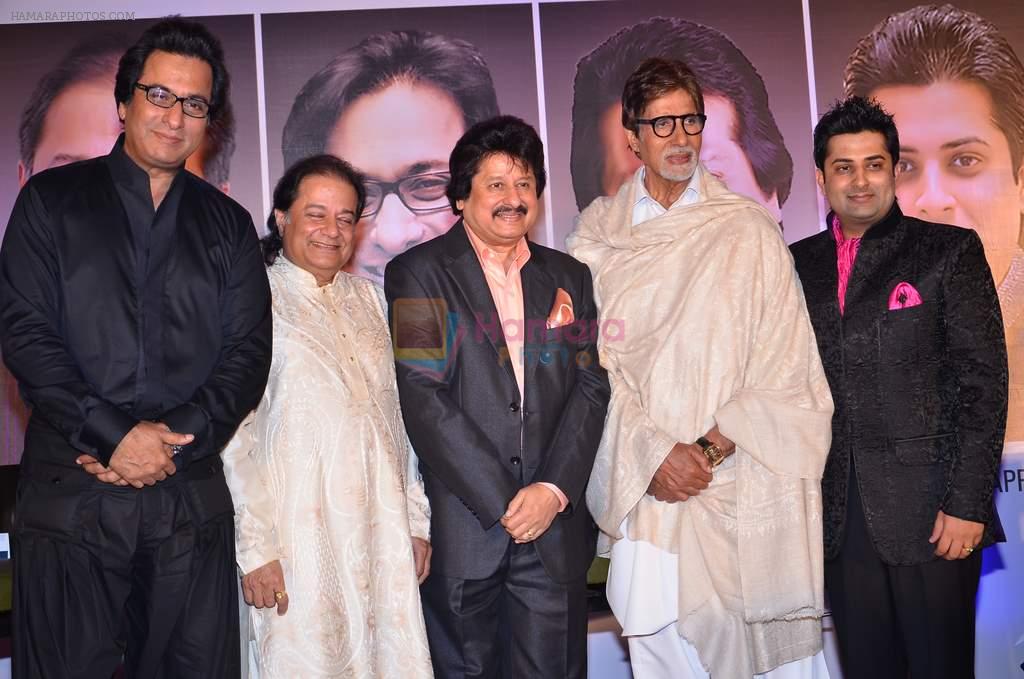 Amitabh Bachchan, Pankaj Udhas, Talat Aziz, Anup Jalota at the launch of Sumeet Tappoo's album Destiny in Novotel, Mumbai on 5th Nov 2013