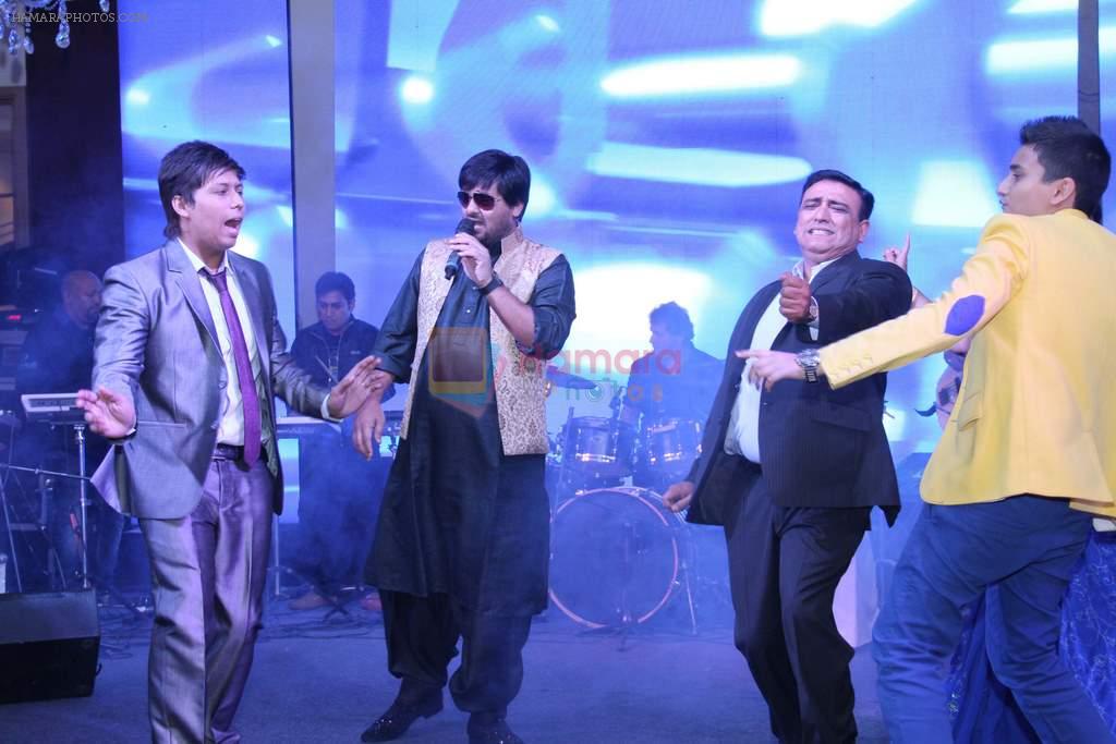 Sajid Wajid performing at Karan Raj's engagement party.