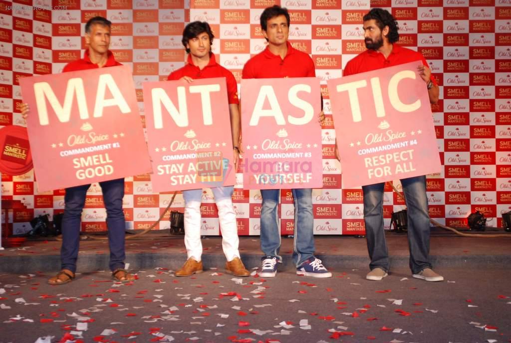 Sonu Sood, Milind Soman, Vidyut Jamwal, Rana Daggubati unveil Old Spice's Smell Mantastic in Bandstand, Mumbai on 19th Nov 2013
