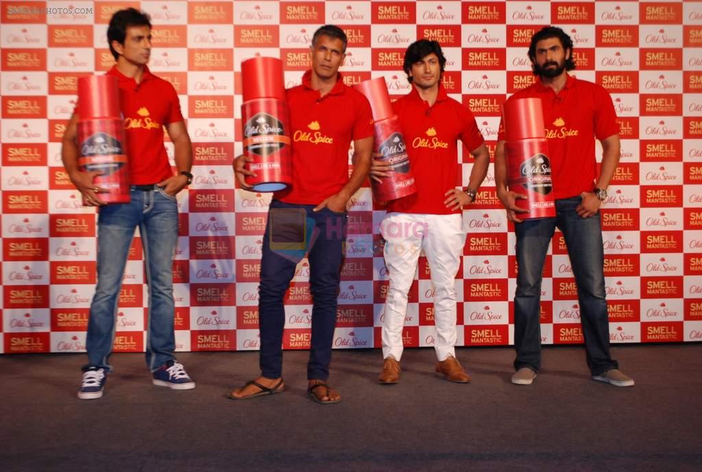 Sonu Sood, Milind Soman, Vidyut Jamwal, Rana Daggubati unveil Old Spice's Smell Mantastic in Bandstand, Mumbai on 19th Nov 2013