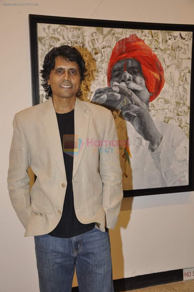 Nagesh Kukunoor at art showing Fellow Travellers by Laxman Aelay in jehangir Art Gallery, Mumbai on 19th nov 2013