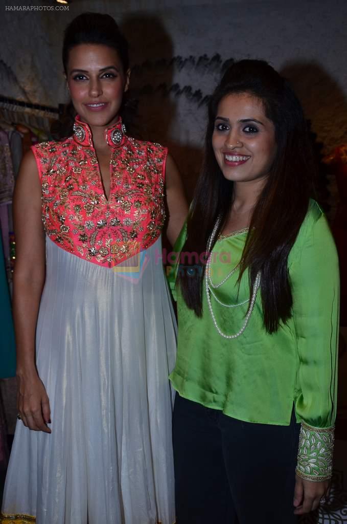 Neha Dhupia wearing Mehvish Majithia at The Wedding Souk, Cheval in Mumbai on 30th Nov 2013