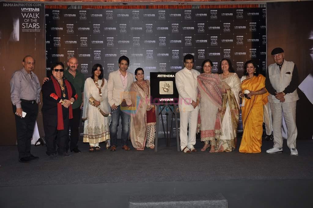Bappi, Rakesh,Ekta, Tusshar, Shobha, Jeetendra,Moushumi, Poonam, Prem Chopra at UTV Stars Walk Of The Stars honours Jeetendra in Novotel, Mumbai on 18th Dec 2013