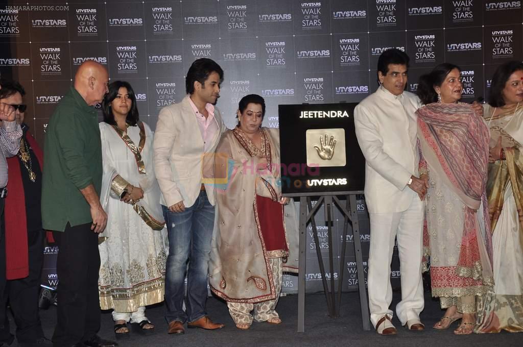 Bappi, Rakesh,Ekta, Tusshar, Shobha, Jeetendra,Moushumi, Poonam at UTV Stars Walk Of The Stars honours Jeetendra in Novotel, Mumbai on 18th Dec 2013