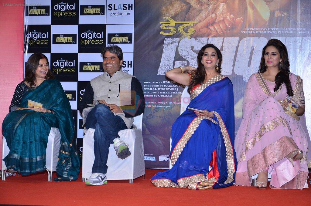 Madhuri Dixit, Huma Qureshi, Vishal Bharadwaj, Rekha Bharadwaj at Dedh Ishqiya promotional event in Mumbai on 19th Dec 2013