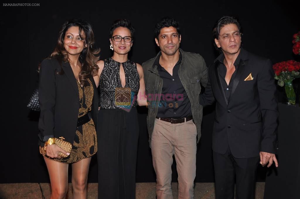 Shahrukh Khan, Gauri Khan, Farhan Akhtar, Adhuna Akhtar at Deepika's success bash in Four Seasons, Mumbai on 21st Dec 2013