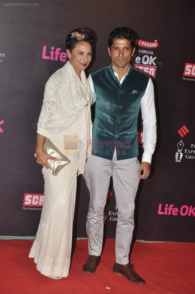 Farhan Akhtar, Adhuna Akhtar at 20th Annual Life OK Screen Awards in Mumbai on 14th Jan 2014