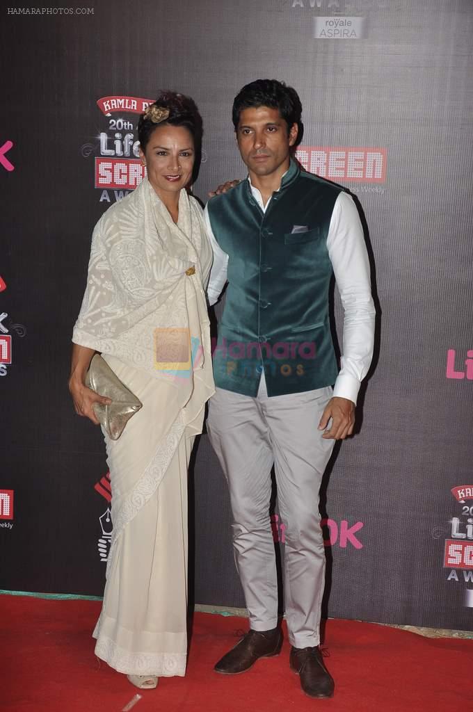 Farhan Akhtar, Adhuna Akhtar at 20th Annual Life OK Screen Awards in Mumbai on 14th Jan 2014