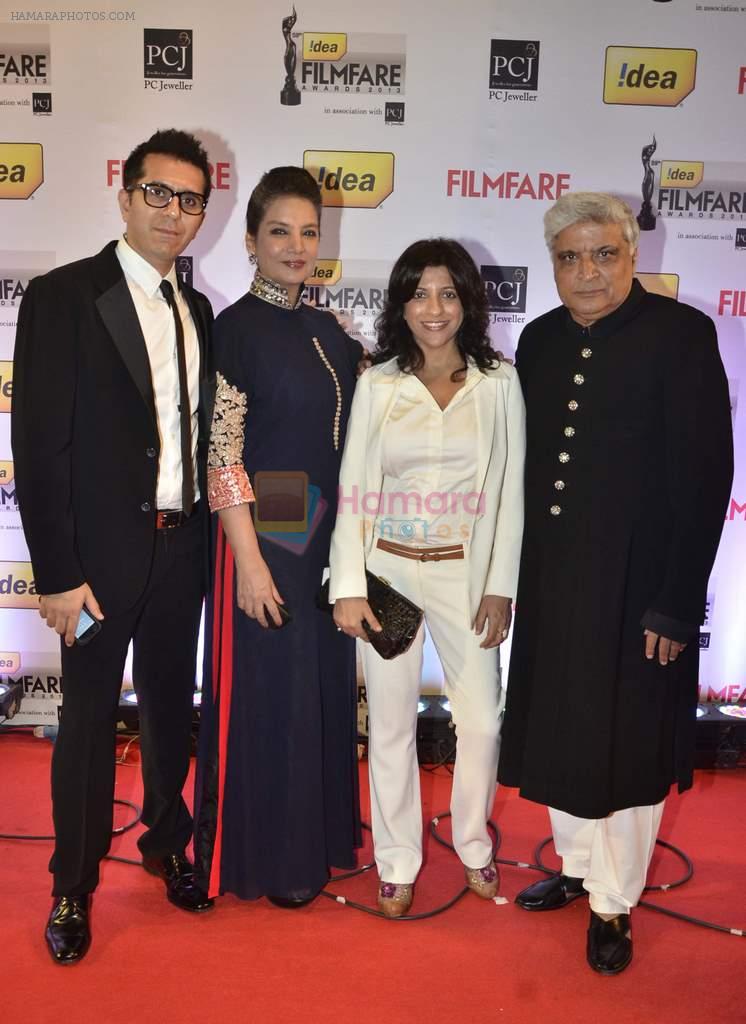 Riteish Sidhwani, Shabana Azmi, Zoya Akhtar & Javed Akhtar walked the Red Carpet at the 59th Idea Filmfare Awards 2013 at Yash Raj