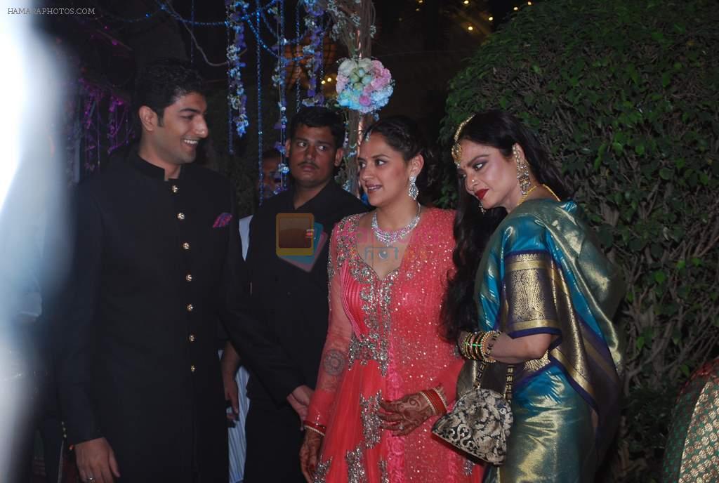 Rekha at Ahana Deol's Wedding Reception in Mumbai on 2nd Feb 2014