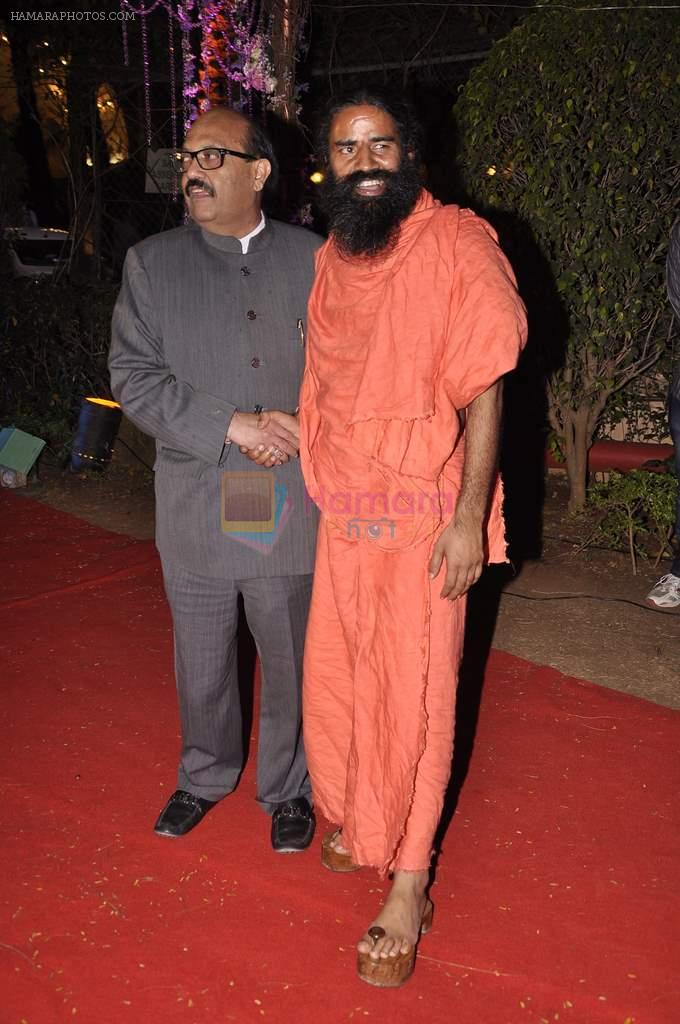 Baba Ramdev at Ahana Deol's Wedding Reception in Mumbai on 2nd Feb 2014