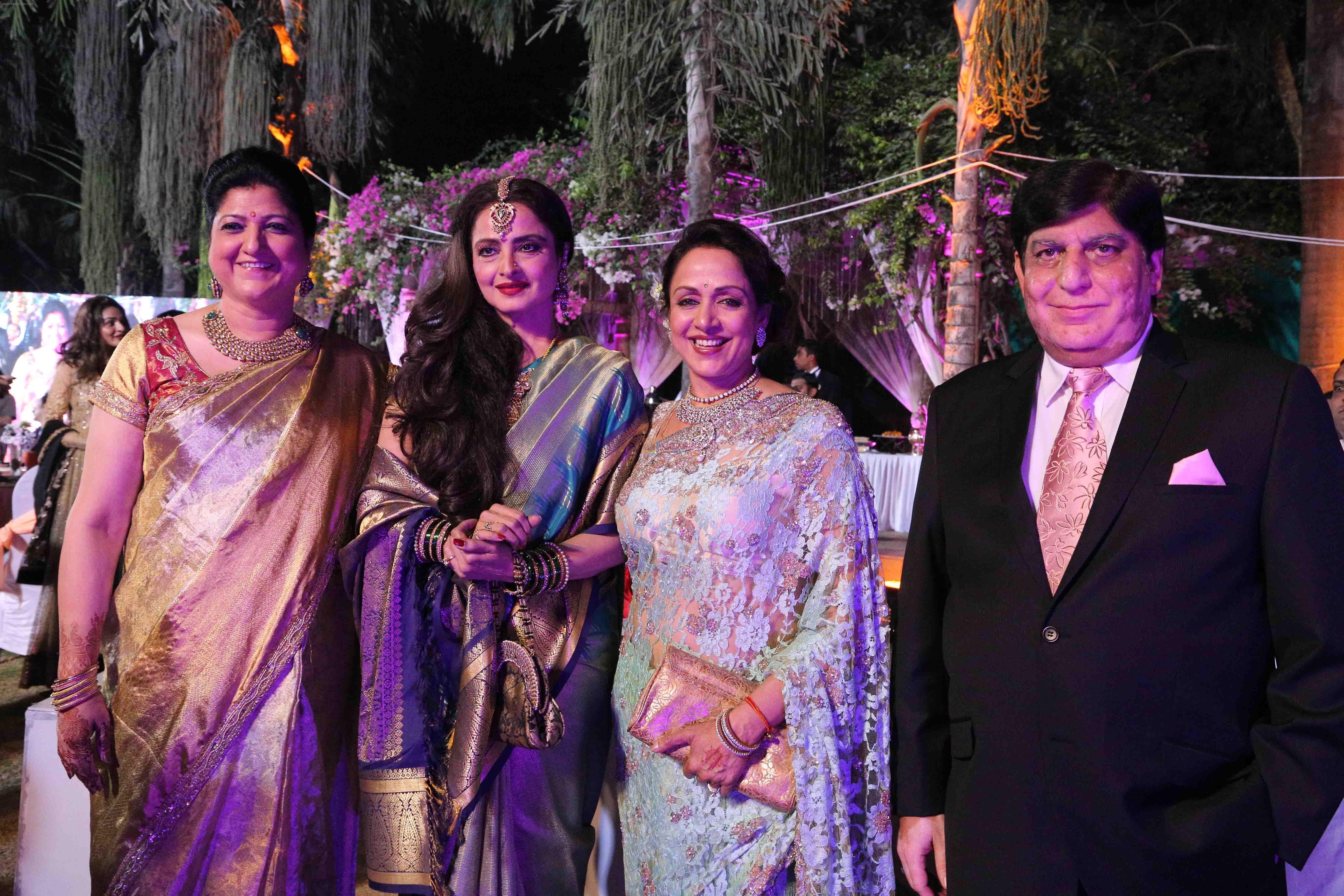 Rekha, Hema Malini at Ahana Deol & Vaibhav Vohra Wedding in Mumbai on 2nd Feb 2013