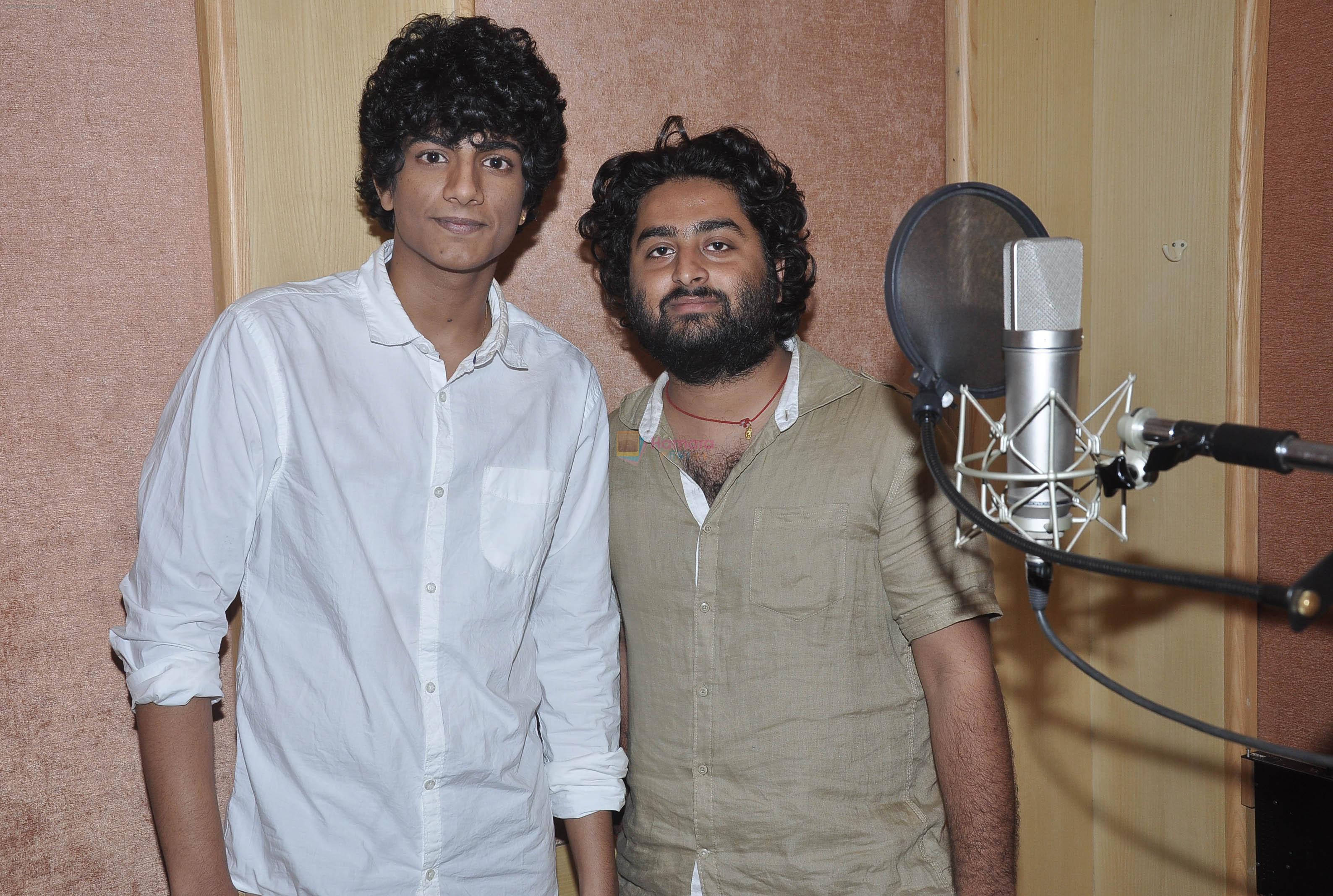 Music Director Palash Muchhal & Arijit Singh at the song recording for Shilpa Shetty's productions film _Dishkiyaaoon_.2