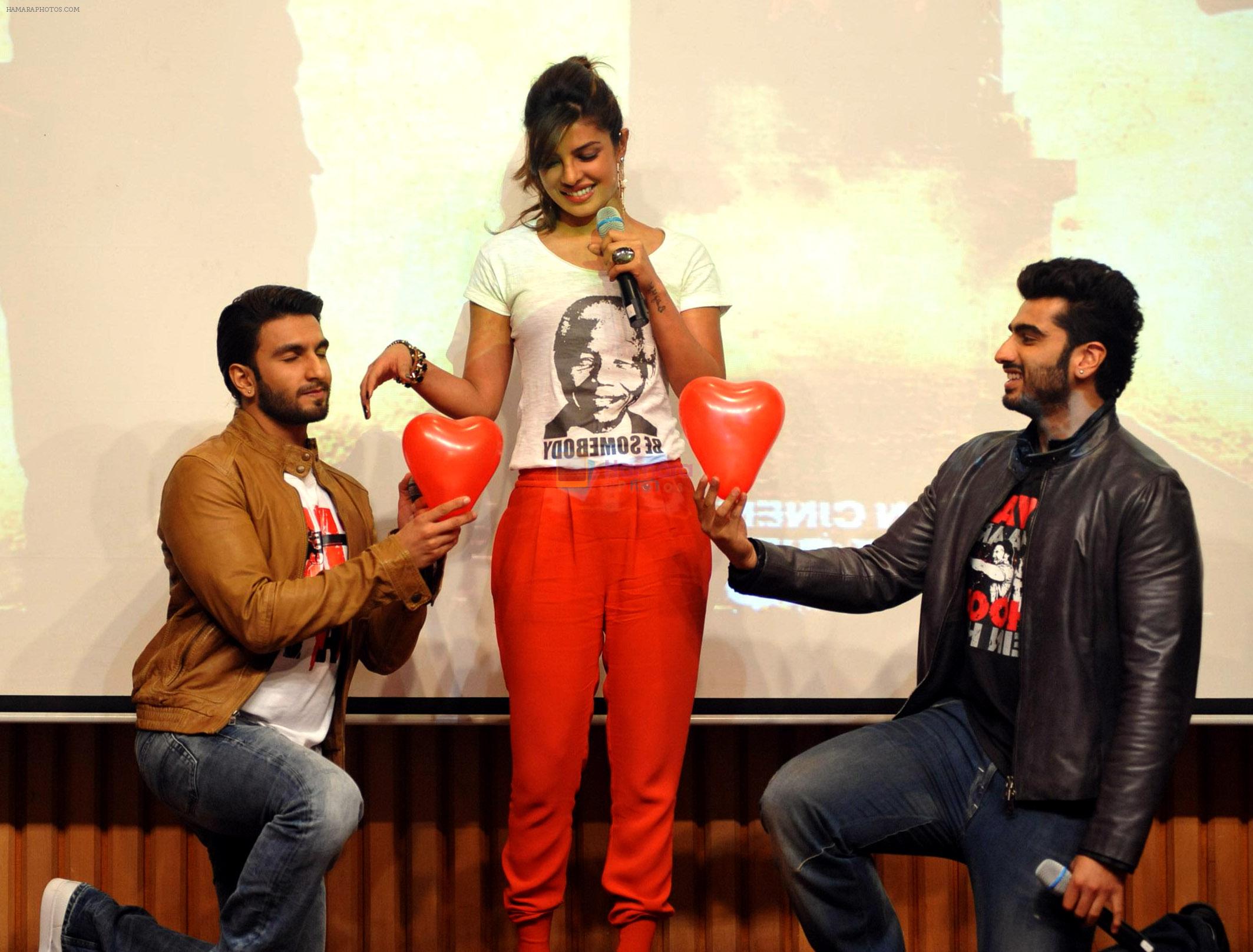Priyanka Chopra, Ranveer Singh, Arjun Kapoor at Gunday promotion in Mumbai on 11th Feb 2014