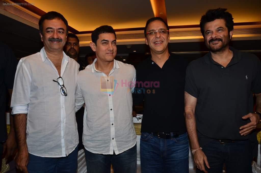 Aamir Khan, Vidhu Vinod Chopra, Rajkumar Hirani, Anil Kapoor at the launch of Sagar Movietone in Khar Gymkhana, Mumbai on 11th Feb 2014