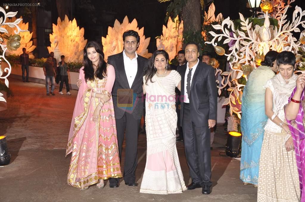 Aishwarya Rai Bachchan, Abhishek Bachchan, Tina Ambani, Anil Ambani at Kokilaben Ambani's party in Colaba, Mumbai on 16th Feb 2014