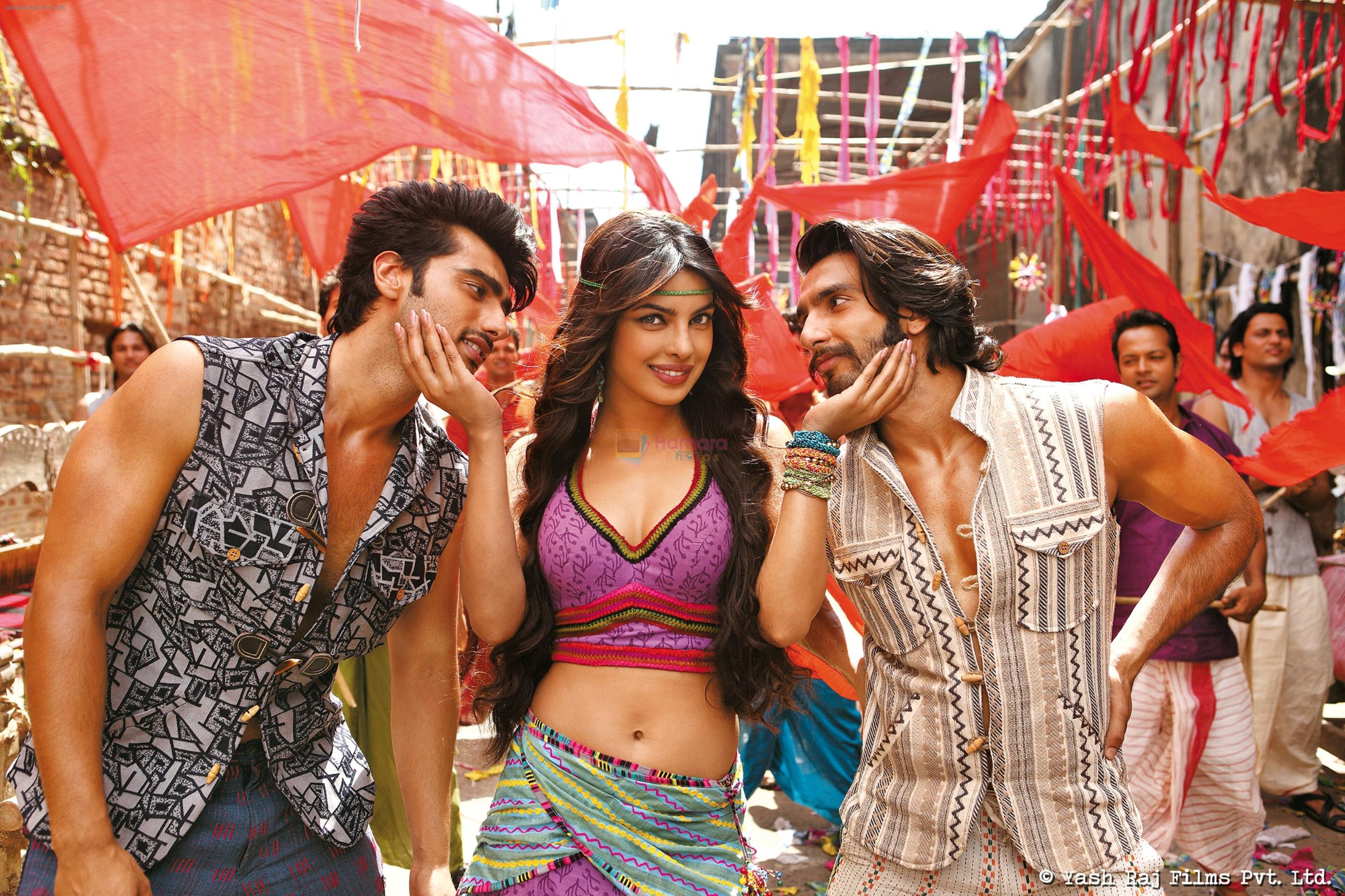 Priyanka Chopra, Ranveer Singh, Arjun Kapoor in the still from movie Gunday