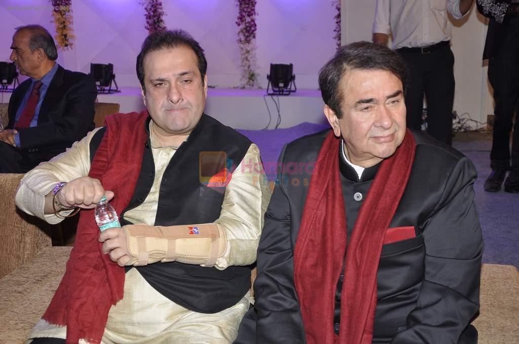Randhir Kapoor, Rajiv Kapoor at Miraj Group's Madan Paliwal's daughter Devdhooti and Vikas Purohit's reception in Udaipur on 18th Feb 2014