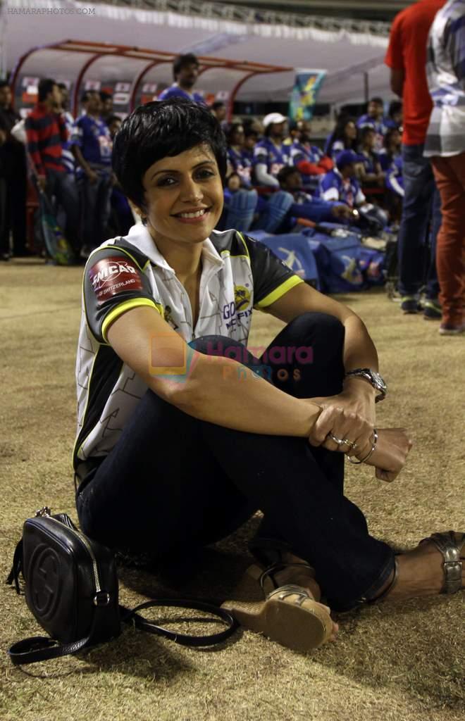 Mandira Bedi at CCL 4 Semi Final2 Karnataka Bulldozers Vs Mumbai Heroes Match on 22nd Feb 2014