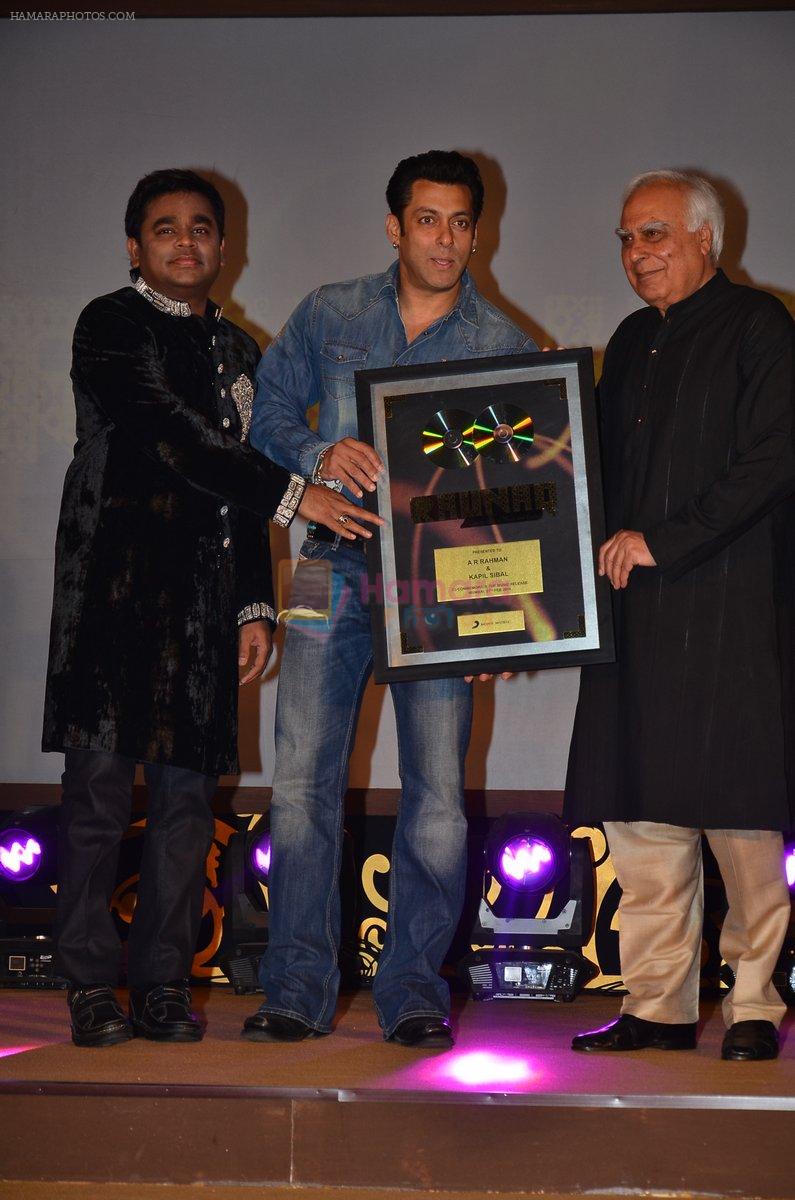 Salman Khan, A R Rahman at the launch of Kapil Sibal & AR Rahman Music Album in Mumbai on 27th Feb 2014