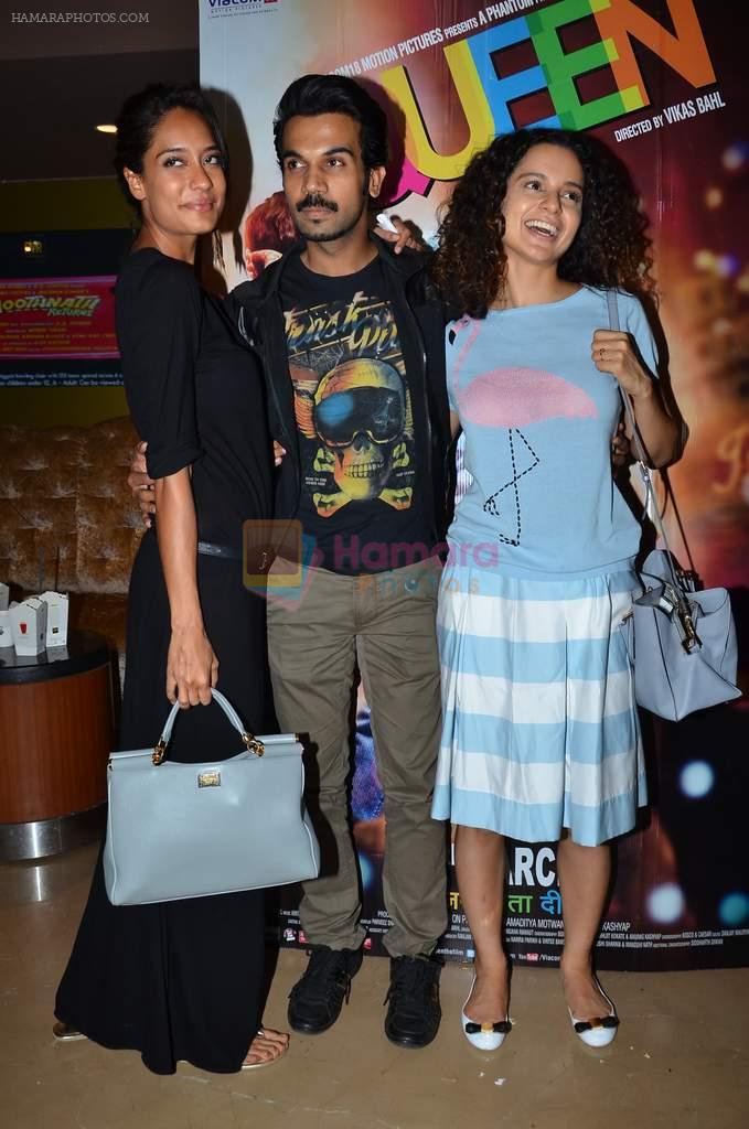 Raj kummar Yadav, Lisa Haydon, Kangana Ranaut at Queen film screening in PVR, Mumbai on 3rd March 2014