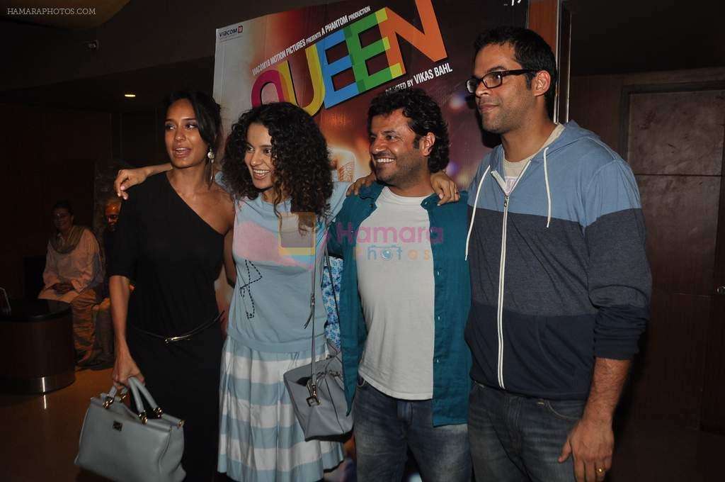 Lisa Haydon, Kangana Ranaut, Vikas Bahl, Vikramaditya Motwane at Queen film screening in PVR, Mumbai on 3rd March 2014