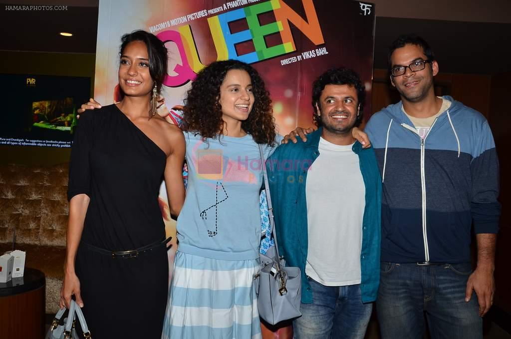 Lisa Haydon, Kangana Ranaut, Vikas Bahl, Vikramaditya Motwane at Queen film screening in PVR, Mumbai on 3rd March 2014