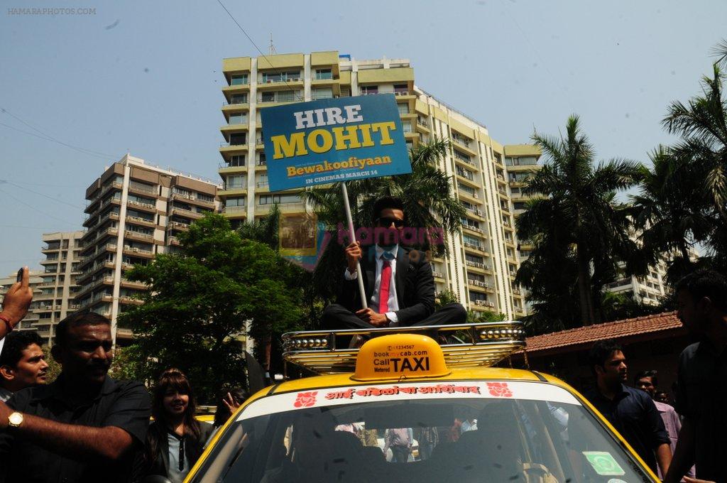 Ayushmann Khurrana promotes Bewakoofiyaan in Churchgate, Mumbai on 7th March 2014