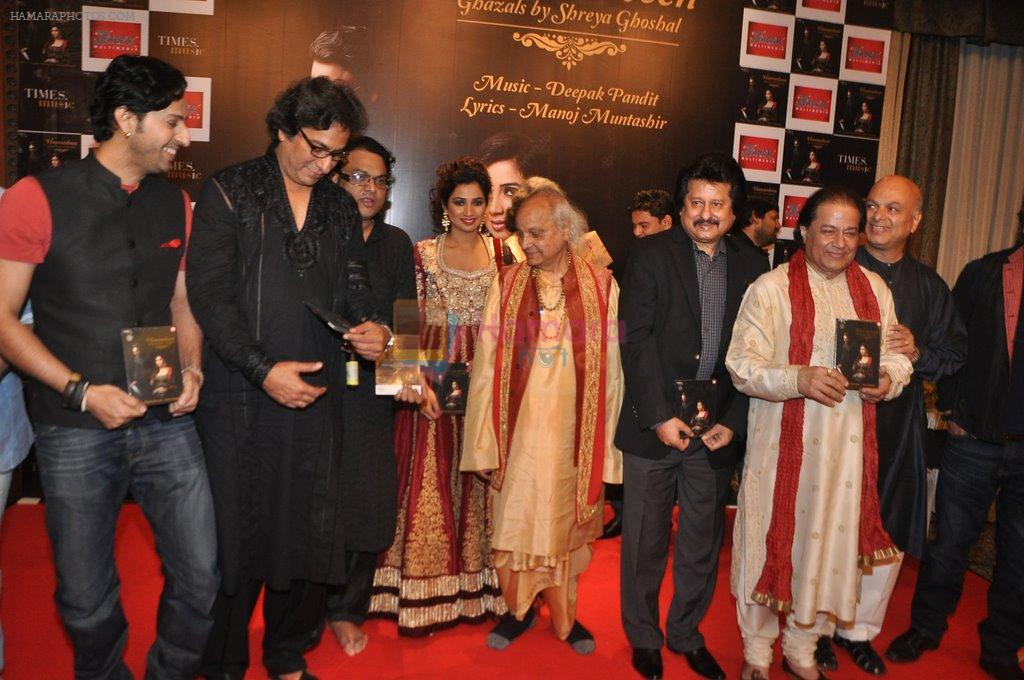 Pandit Jasraj, Shreya Ghoshal, Anup Jalota, Pankaj Udhas, Talat Aziz, Hariharan at Shreya Ghoshal's new alnum launch in Sea Princess, Mumbai on 11th March 2014