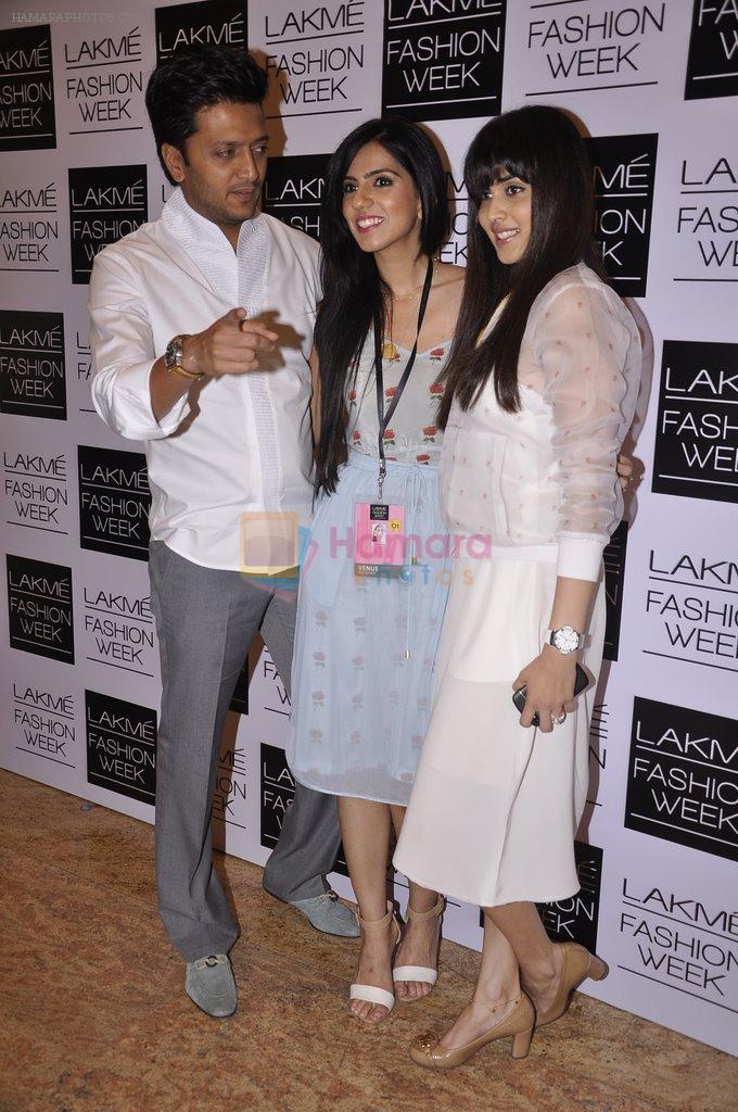Genelia Deshmukh, Ritesh Deshmukh, Nishka Lulla on Day 1 at LFW 2014 in Grand Hyatt, Mumbai on 12th March 2014