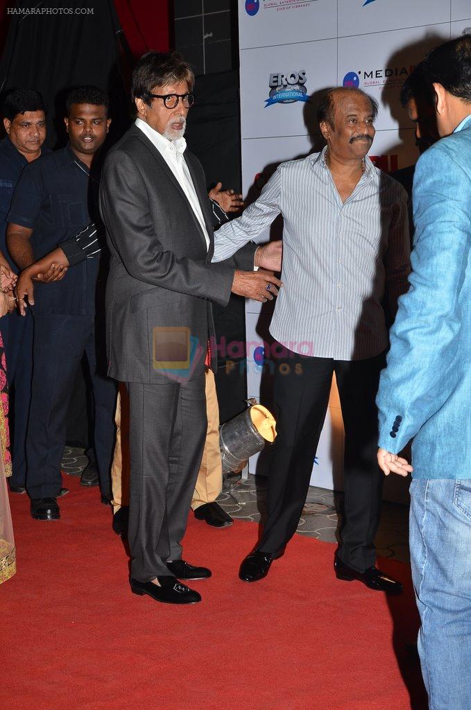Amitabh Bachchan, Rajinikanth at the Premiere of the film Kochadaiiyaan in Mumbai on 30th March 2014
