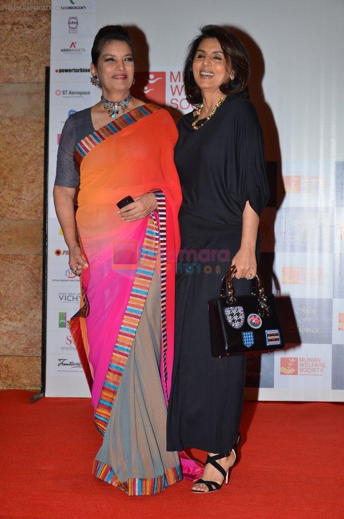 Shabana Azmi, Neetu Singh at the red carpet for Manish Malhotra Show Men for Mijwan in Mumbai on 1st April 2014