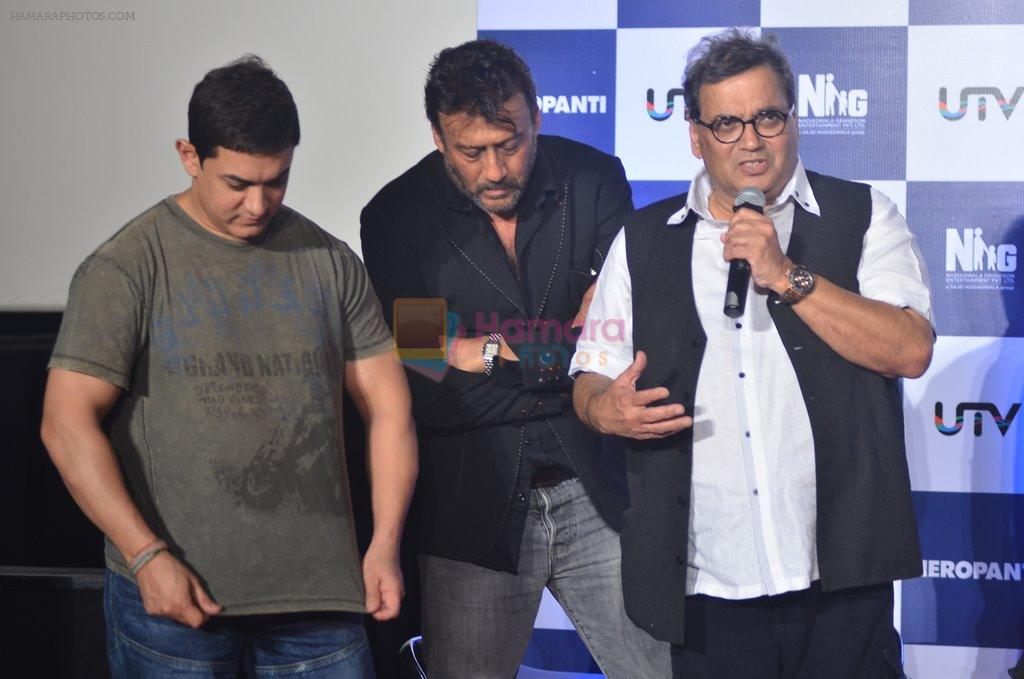 Aamir Khan, Subhash Ghai, Jackie Shroff at Heropanti launch in Mumbai on 4th April 2014