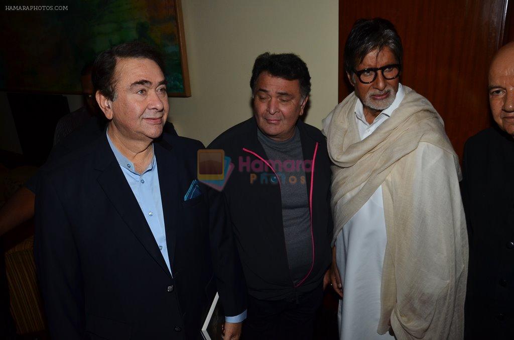 Amitabh bachchan, Rishi Kapoor, Randhir Kapoor at Prem Chopra's autobiography by Rakita Nanda in J W Marriott, Mumbai on 12th April 2014