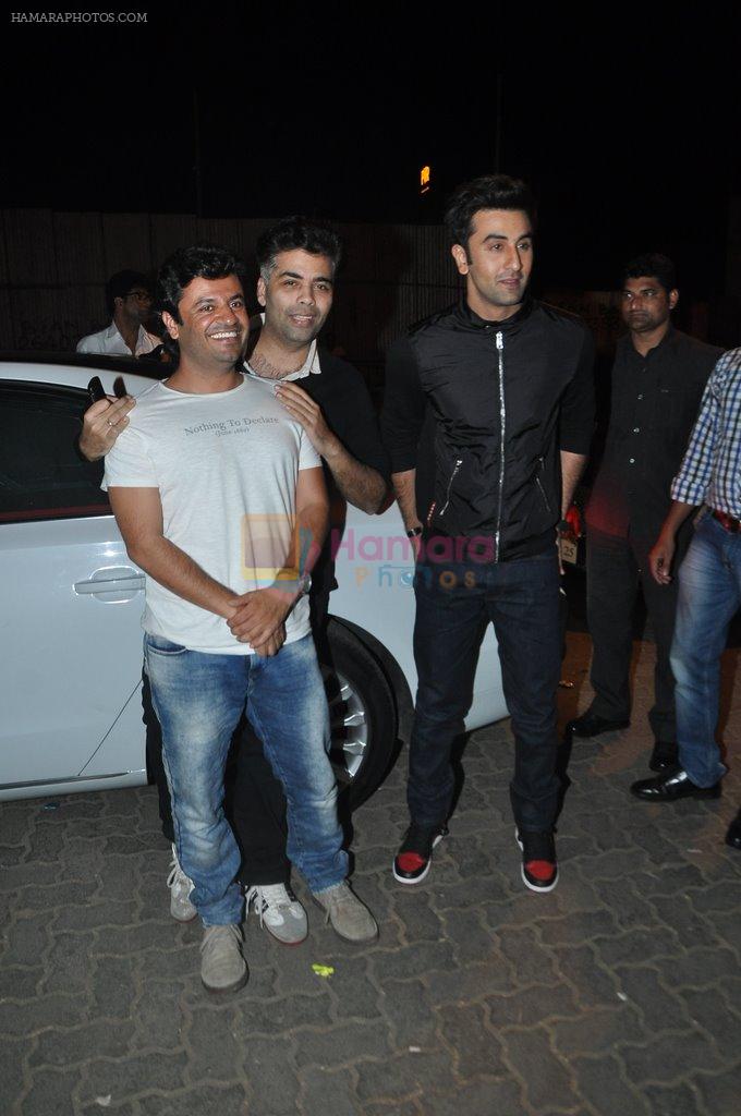 Karan Johar, Ranbir Kapoor, Vikas Bahl at Wrap-up bash of Bombay Velvet in Mumbai on 16th April 2014