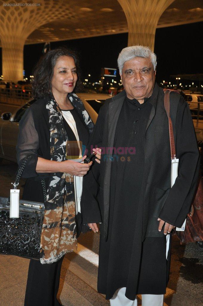 Shabana Azmi, Javed Akhtar leave for IIFA Tampa on day 1 in Mumbai on 21st April 2014