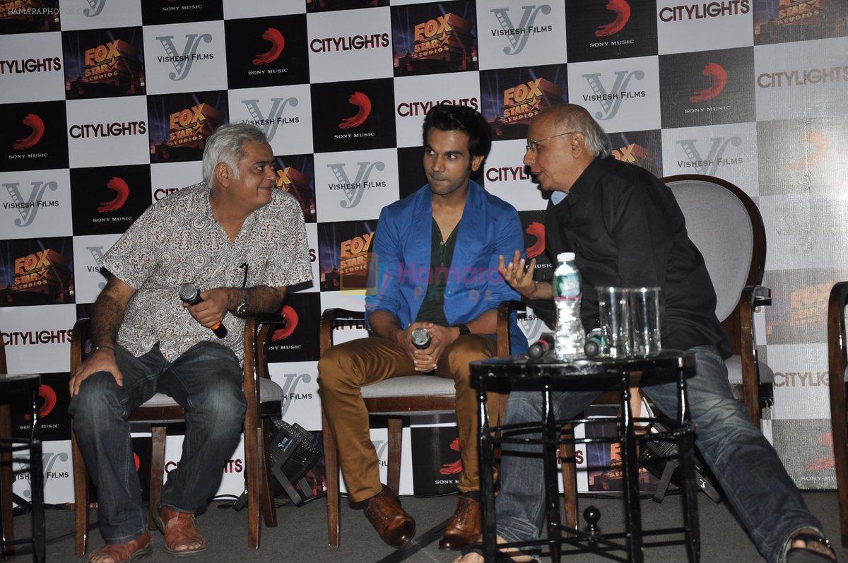 Raj Kumar Yadav, Mahesh Bhatt , Hansal Mehta at the Press conference of movie Citylights in Mumbai on 5th May 2014