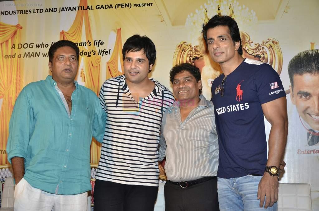 Prakash Raj, Sonu Sood, Krushna Abhishek, Johnny Lever at Akshay Kumar's film It's Entertainment trailor Launch in Mumbai on 19th May 2014